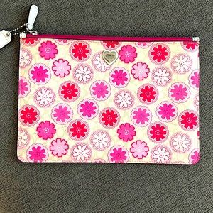 COACH Coated Leather Pink Floral Pouch, NWOT